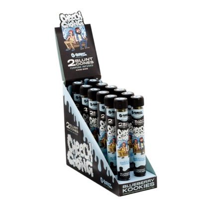 Expositor com tubos pretos de blunt cones Blueberry Kookies Cheech & Chong