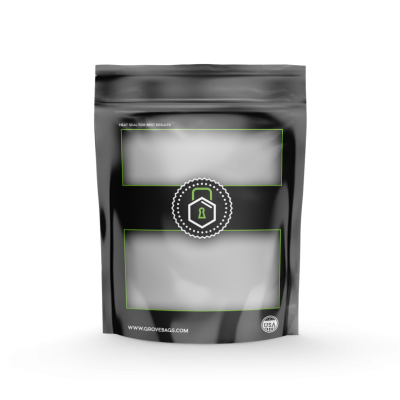 Saco preto com fecho zip e etiquetas cinzentas com ícone de cadeado