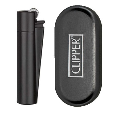Isqueiro preto com estojo preto CLIPPER