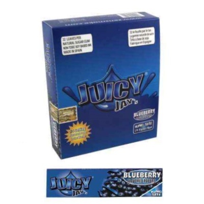 Embalagem azul de papel para enrolar Juicy Jays sabor blueberry king size