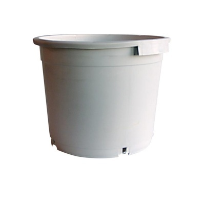 Vaso de plástico branco cilíndrico com borda reforçada