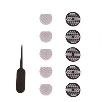 Patches reparadores redondos e semicirculares preto e branco com ferramenta preta