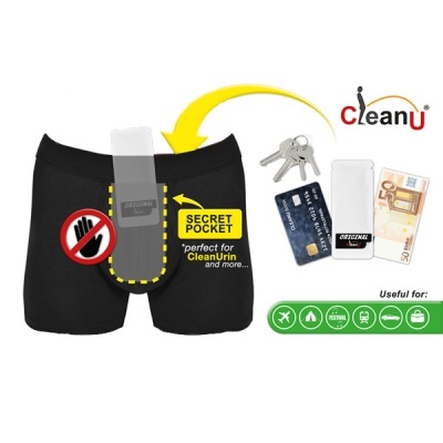 Cuecas pretas com bolso secreto cinza para objetos pessoais