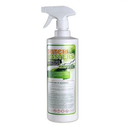 Frasco branco com pulverizador e rótulo verde de produto de limpeza DUTCH MASTERS