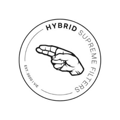 Logótipo circular com mão e texto HYBRID SUPREME FILTERS EST. 2020 | VIE