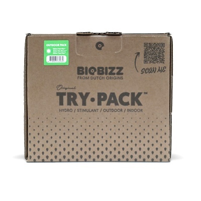 Caixa de cartão castanho com texto preto e selo verde da marca BioBizz