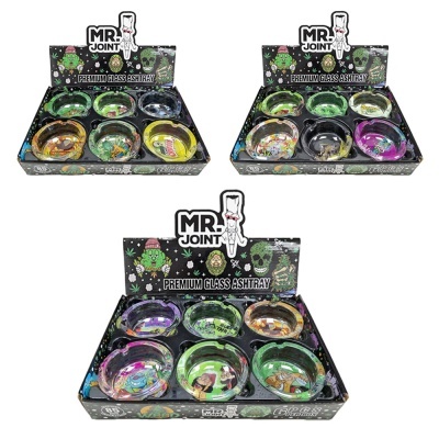 Caixas com 6 cinzeiros de vidro coloridos MR. JOINT