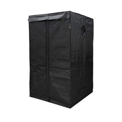 Tenda de cultivo retangular preta com fecho frontal e abertura lateral