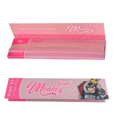Pack de papéis para enrolar cigarro Pink Monkey cor de rosa com ilustração de macaco astronauta