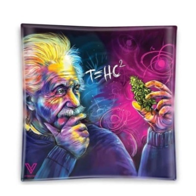Poster decorativo colorido de Albert Einstein segurando cannabis