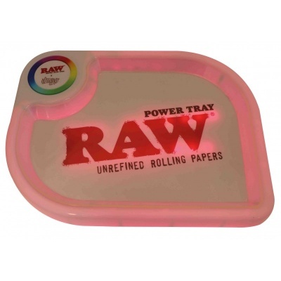 Tabuleiro para enrolar RAW com bordas cor de rosa e texto impresso