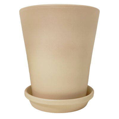 Vaso de plantas em cerâmica bege claro com base destacável