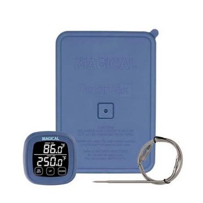 Termómetro digital com ecrã LED, sonda metálica e bolsa azul MAGICAL