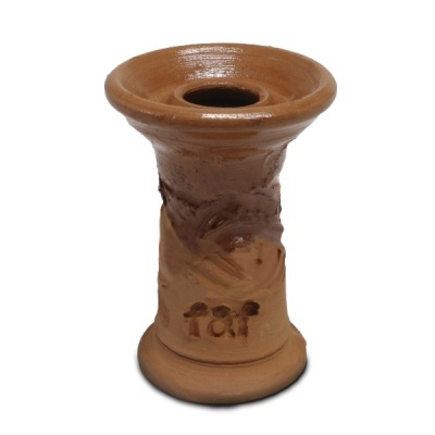 Vaso para shisha em cerâmica castanha com inscrição T&F