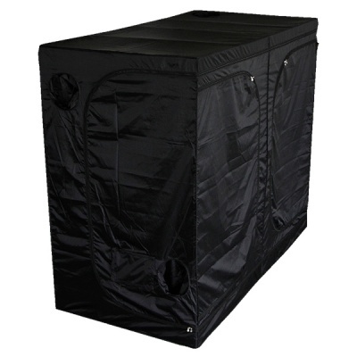 Tenda de cultivo interior preta com aberturas de zíper
