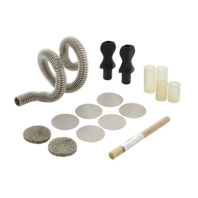 Conjunto de acessórios para cachimbo com tubo flexível, peças plásticas, anéis, discos e pincel