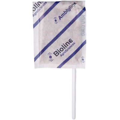 Pacote branco quadrado com texto azul Bioline AgroSciences com cabo branco