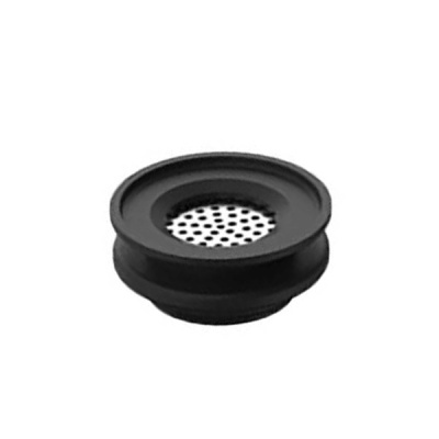 Filtro de cafeteira em plástico preto com rede metálica