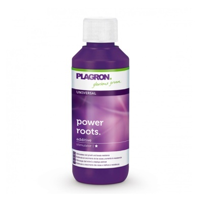 Frasco plástico roxo com etiqueta PLAGRON power roots