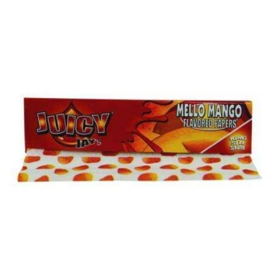 Papel rolling sabor Mello Mango com pontos laranja e amarelo