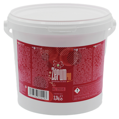 Recipiente branco de plástico com rótulo vermelho e texto para neutralizador de odores