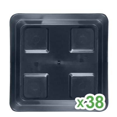 Bandeja quadrada preta de plástico com selo x38