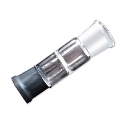 Bong de vidro transparente com bocais preto e branco