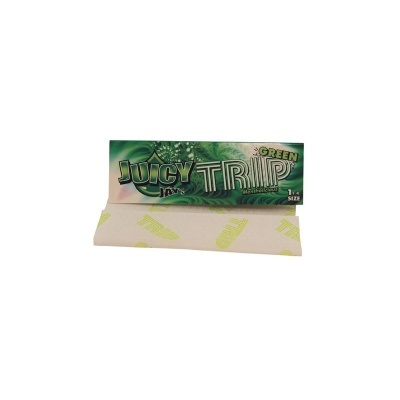 Embalagem de papel de enrolar Juicy Jay's TRIP GREEN com papel branco e estampado amarelo