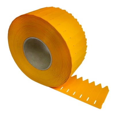 Rolo de etiquetas amarelas com fissuras rectangulares