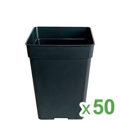Vaso quadrado preto de plástico com indicação x 50