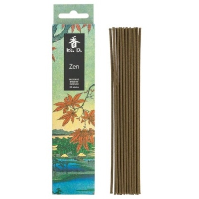 Pacote de incenso Koke-Do Zen com ilustração de paisagem e 20 sticks marrons