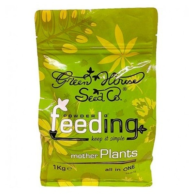 Embalagem verde com estampa floral amarela de pó para alimentação de plantas