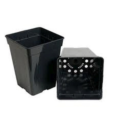 vasos de plantas quadrados de plástico preto