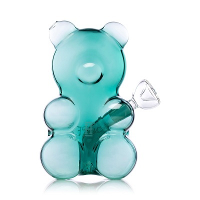Bong de vidro verde em forma de urso