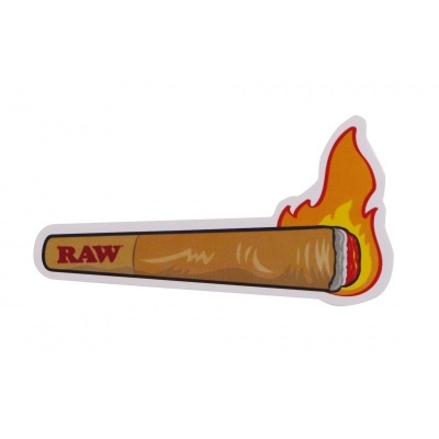 Adesivo de cigarro aceso com texto RAW