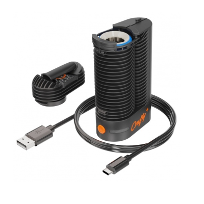 Dispositivo eletrónico preto com cabo USB e peça destacável