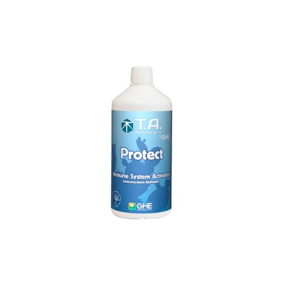 Frasco branco do produto T.A. Protect com rótulo azul