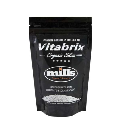 Saco preto do produto Vitabrix Organic Silica da marca mills