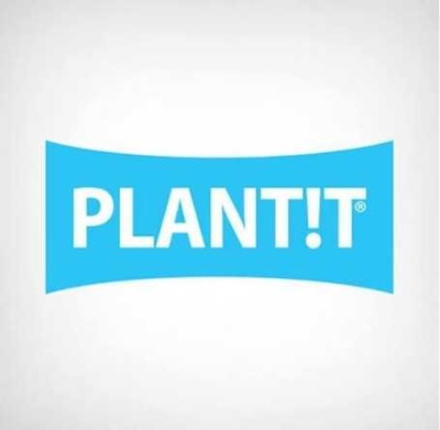 Logótipo azul com texto branco PLANT!T