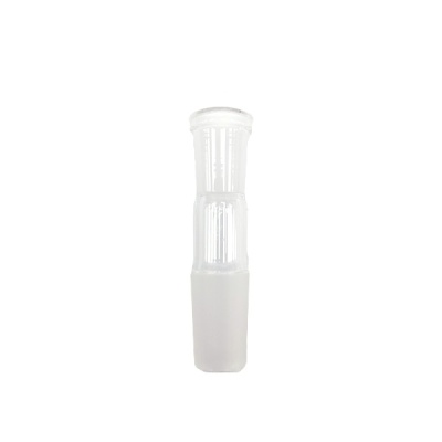 Sugador de vidro transparente cilíndrico com detalhes de relevo