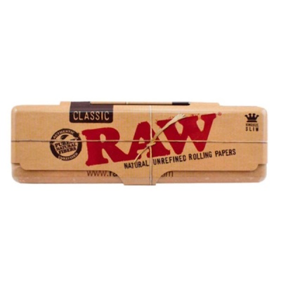 Pack de papel RAW Classic bege com texto RAW em vermelho e preto.