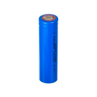 Bateria azul cylindrical com texto preto