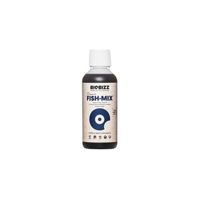 Frasco plástico com rótulo BIOBIZZ Original FISH-MIX e tampa branca