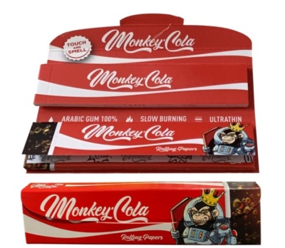 Papel de enrolar Monkey Cola vermelho com imagem de macaco com coroa e roupa robótica