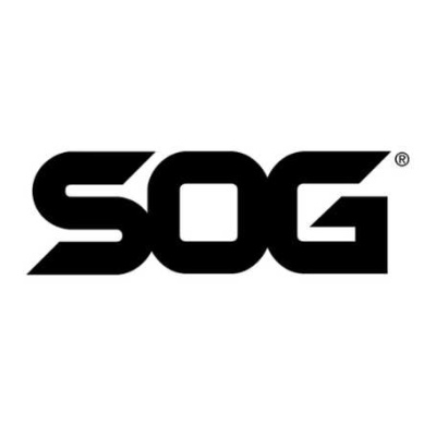 Logótipo preto da marca SOG em fundo branco