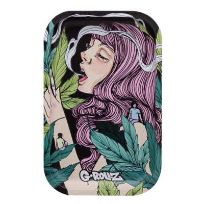 Tabuleiro para enrolar com ilustração de mulher e folhas