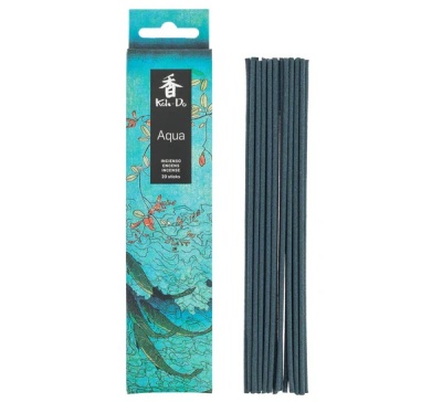 Incenso Kali-Do Aqua com 20 sticks em embalagem azul verde decorada