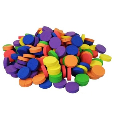 Fichas coloridas circulares de plástico várias cores
