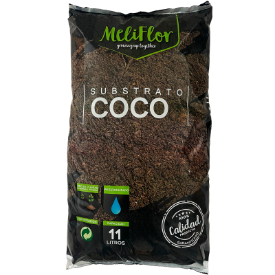 Saco preto de substrato de coco Meliflor de 11 litros