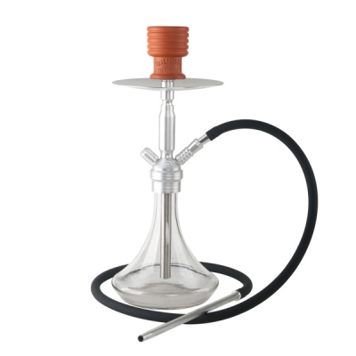 Cachimbo de água com base de vidro transparente e tubo preto